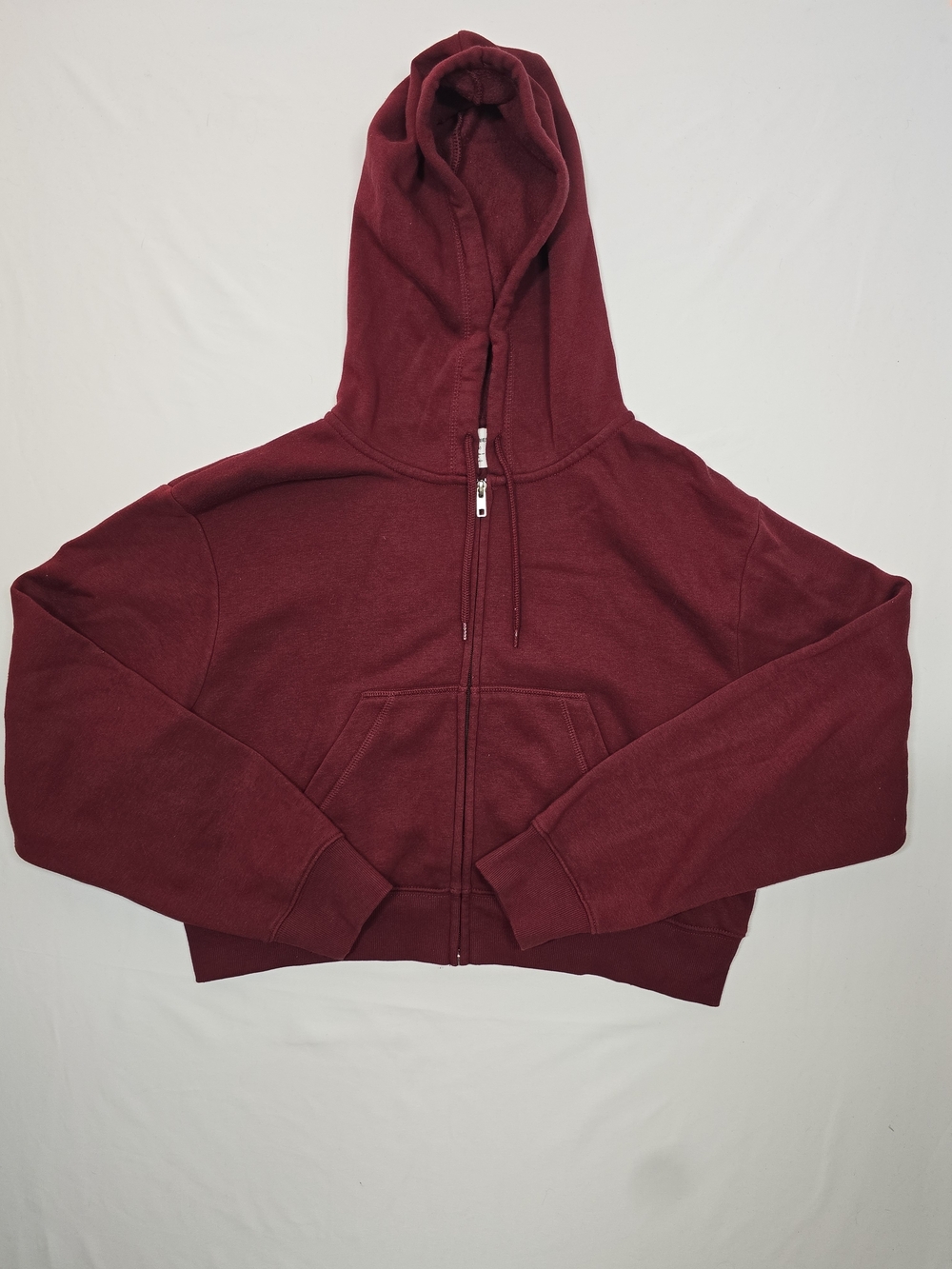 No Boundaries Burgundy Crop Zip Up Hoodie L 12-14